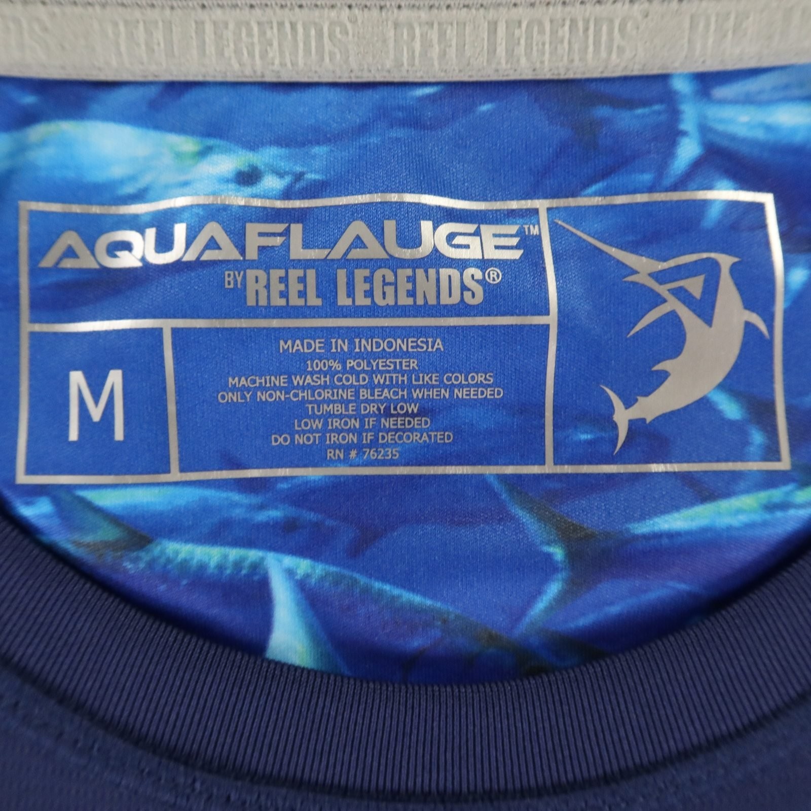 Reel Legends Shirt Mens M Blue Aquatic Camouflage Polyester Sun Protection NEW
