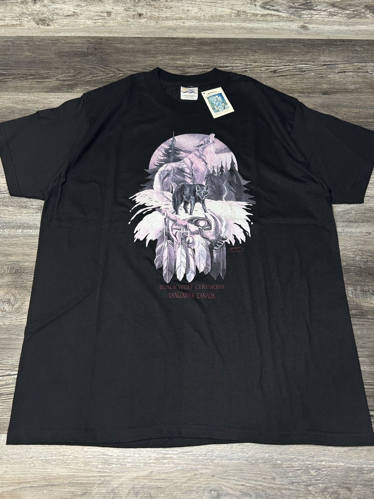 NWT Vintage 90’s Jody Bergsma Polar Graphics Native Wolf Nature Shirt L