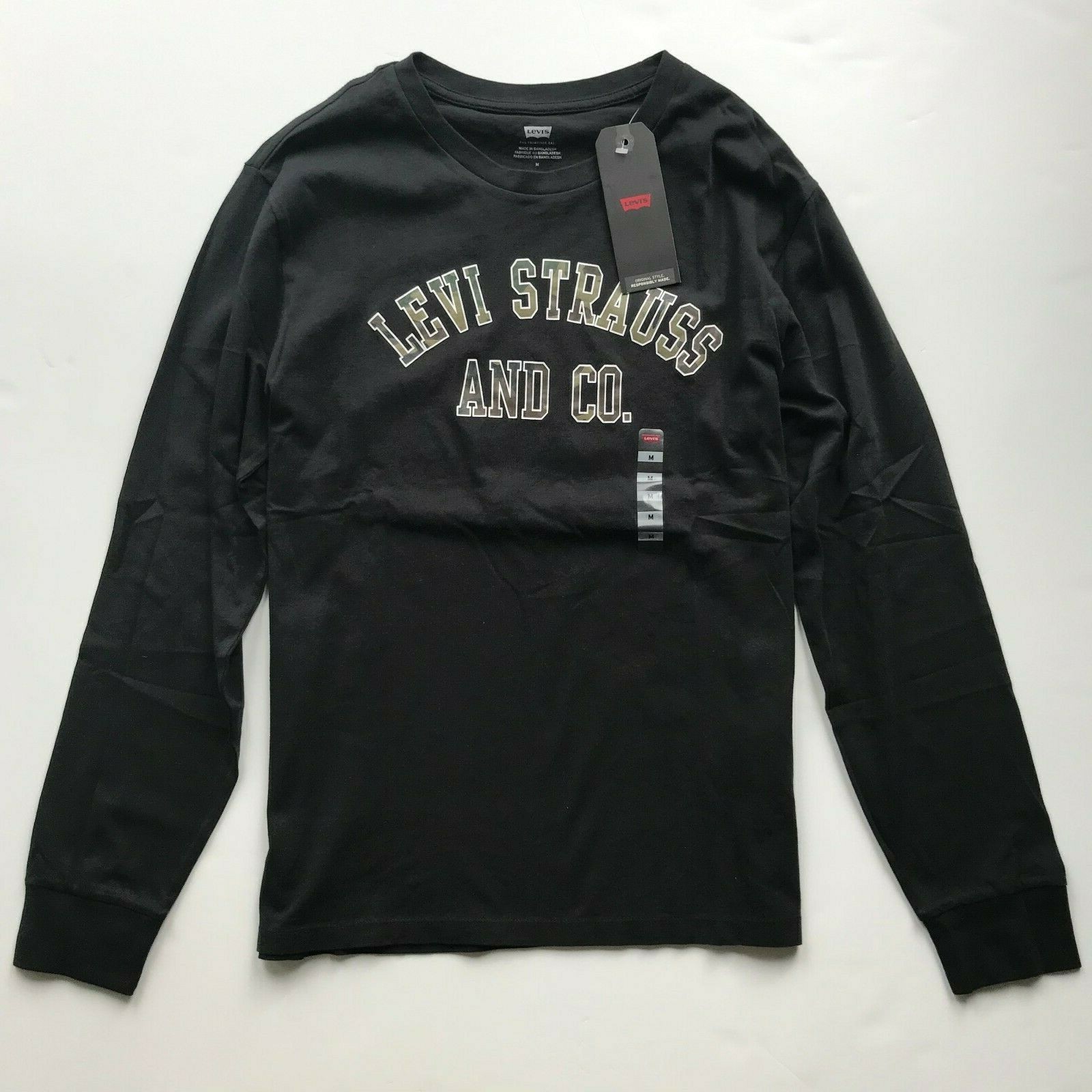 NWT Levis Men’s Graphic Crew Neck Cotton Long Sleeve Tee T-Shirt XS S M L XL XXL