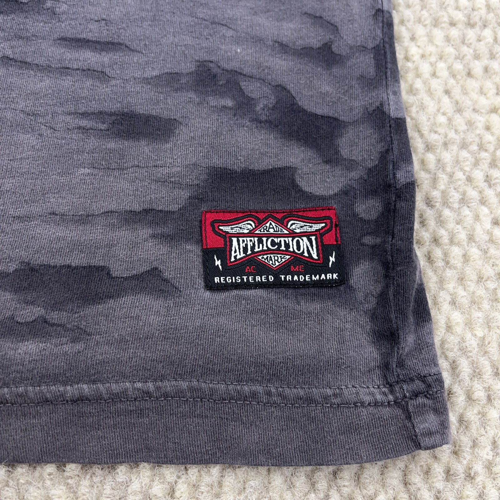 Affliction Shirt Men Medium Gray American Customs Indian Chief Tattoo MMA Live