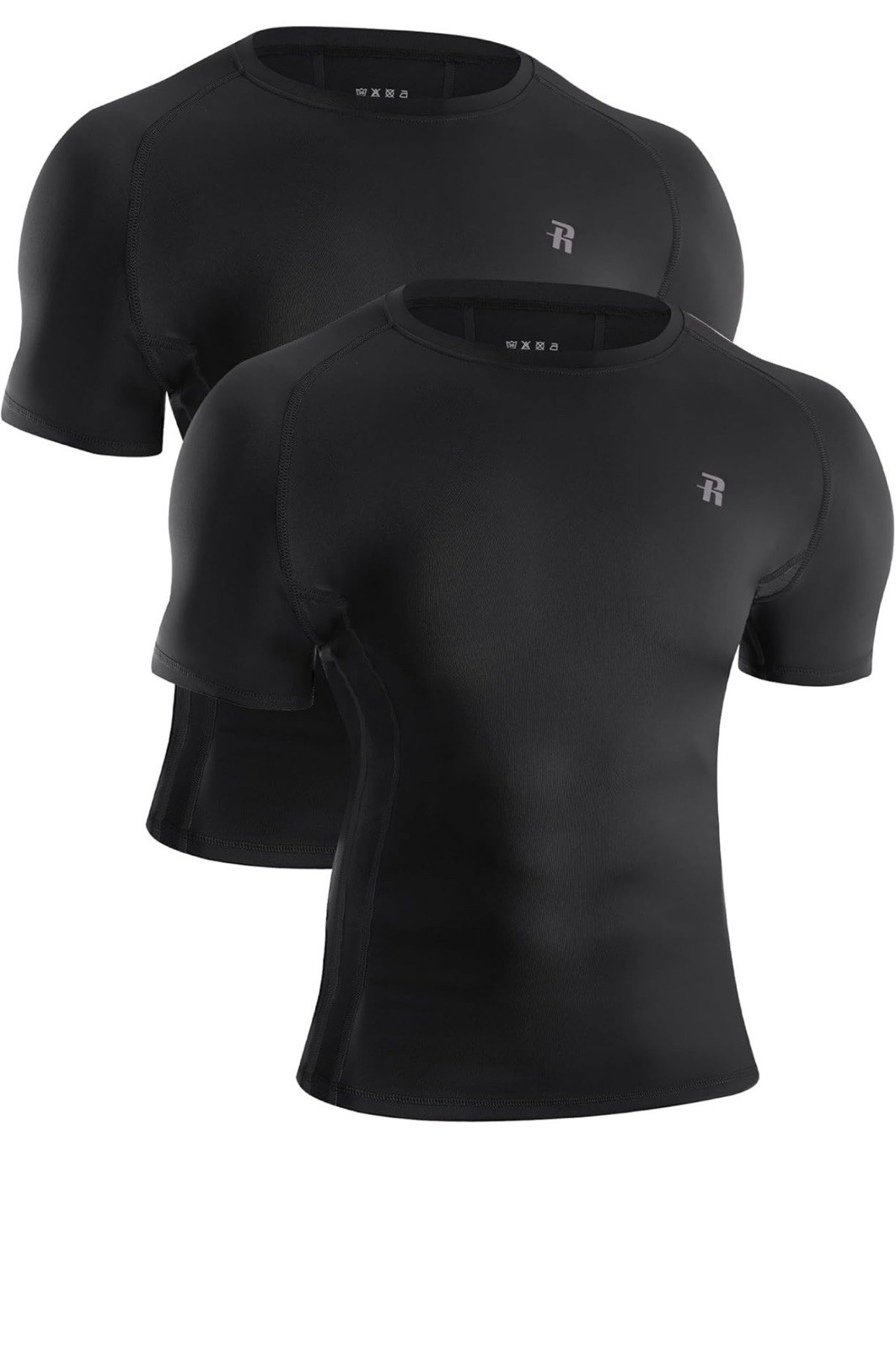 Runhit Men’s Compression Shirts Short Sleeve Athletic T Shirt Cool Dry Workout L