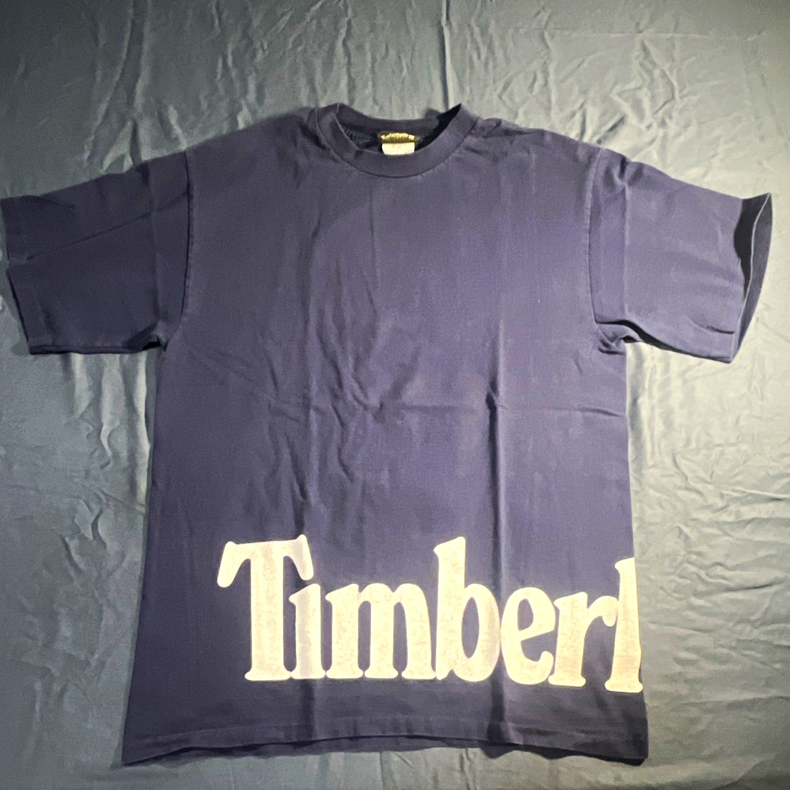 Timberland Men’s L Regular Blue Cotton Graphic Logo Crew Neck Short Sleeve Tee