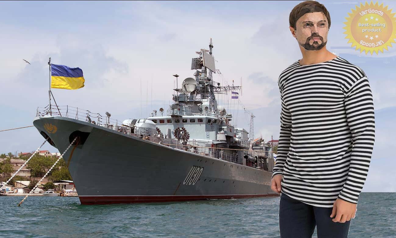 DarkBlue LongSleeve Ukrainian Army USSR Telnyashka Military Striped shirt Cotton