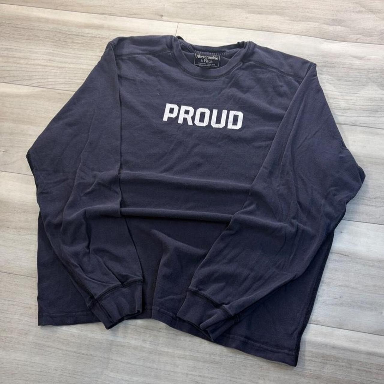 Abercrombie & Fitch navy blue word tee “proud” long sleeve heavyweight