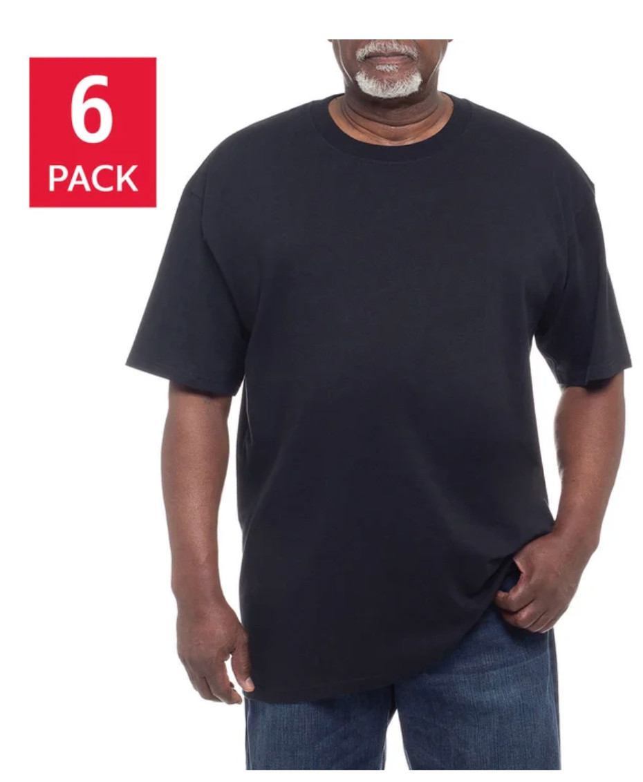 Kirkland Signature Men’s Heavyweight Crew Neck Tee, 6-pack Cotton White Black*