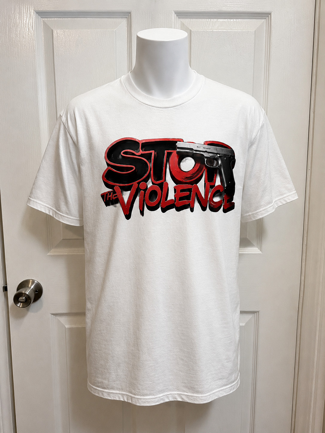Stop The Violence Graphic T-Shirt Mens Large White Streetwear Tee New
