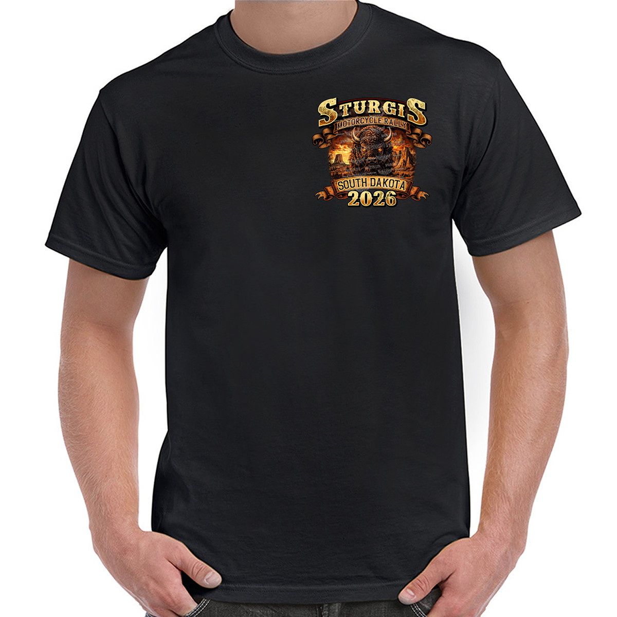 T-Shirt 2026 Sturgis Motorcycle Rally Wild and Free No Harley