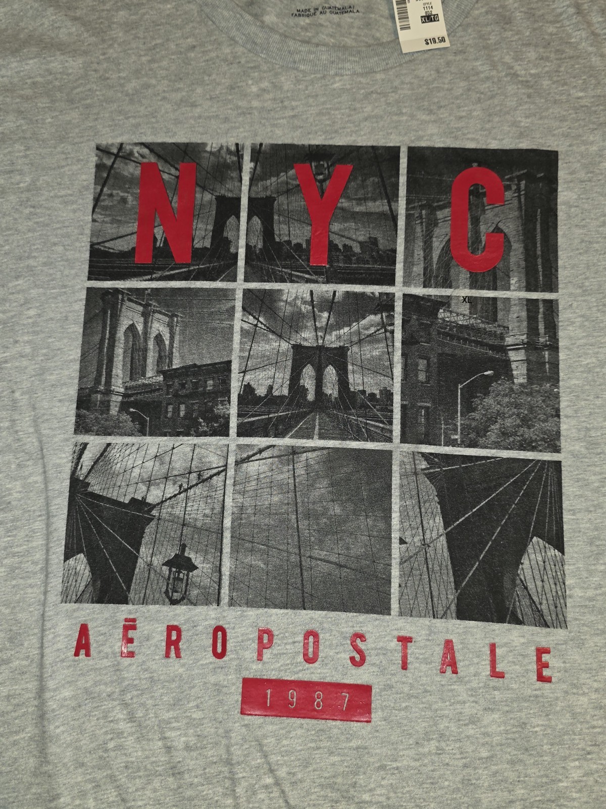 AEROPOSTALE T-Shirt Adult Mens XL Brooklyn Bridge NYC Gray NWT