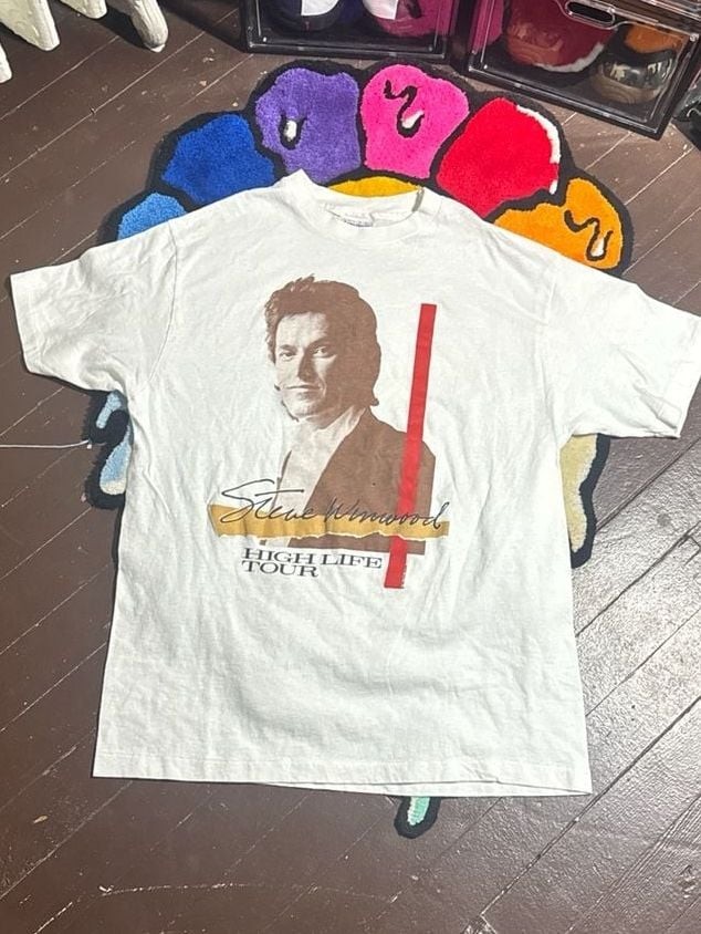 Vintage 1986 Steve Winwood High Life Tour Concert T-Shirt White Large