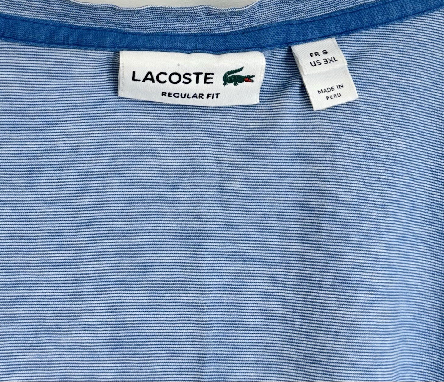 Lacoste Men’s Size 3XL (8) Blue w/ White Alligator Logo S/S V-Neck T-Shirt Tee