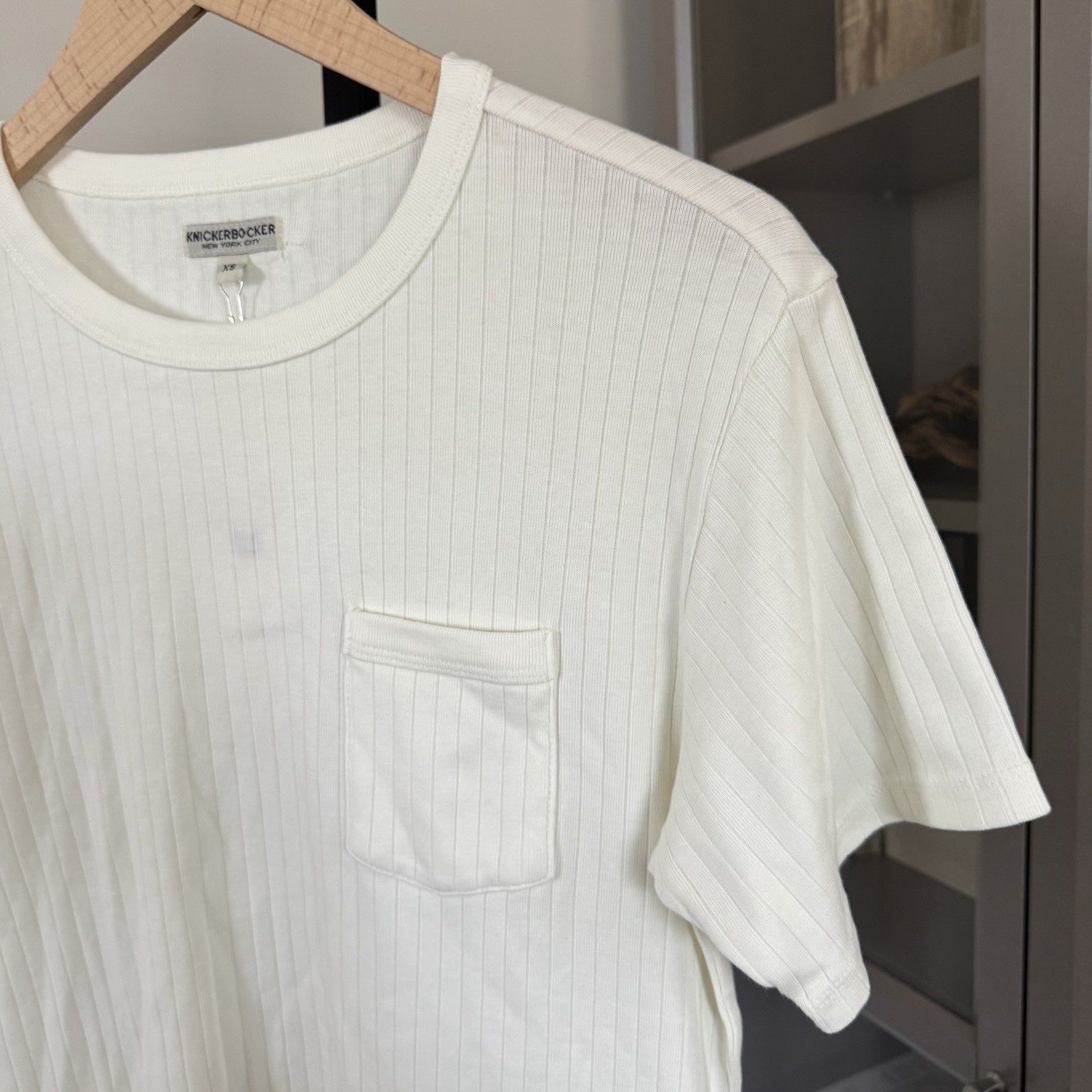 Knickerbocker Ladder Rib Tank Scoop Neck Milk Ivory Cotton T-Shirt XXL 2XL NEW