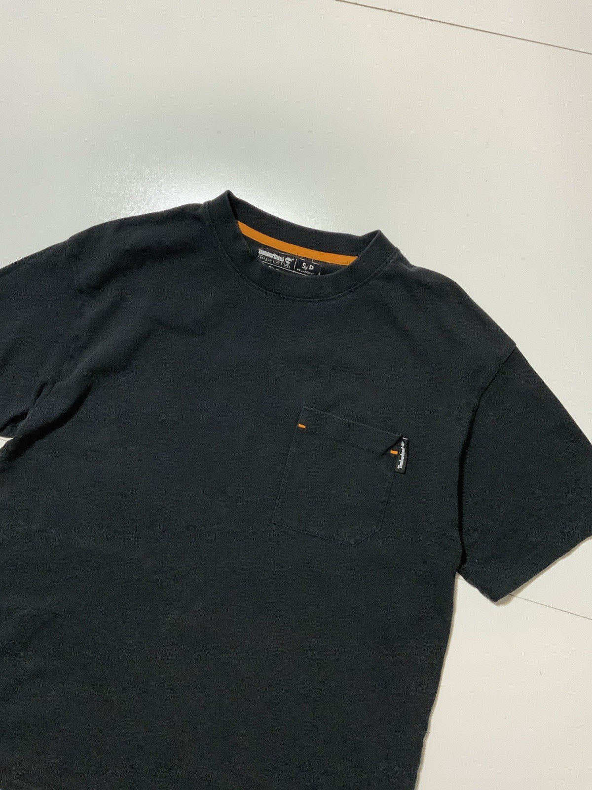 Timberland #10061 The Original Yellow Boot Graphic Diagram Pocket T-Shirt Sz. S