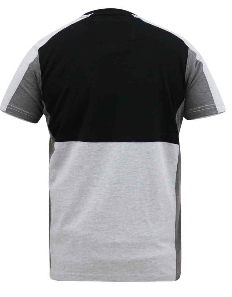 D555 Duke Large Mens Couture T-Shirt Black Charcoal Cut & Sew 2XL-6XL (601306)