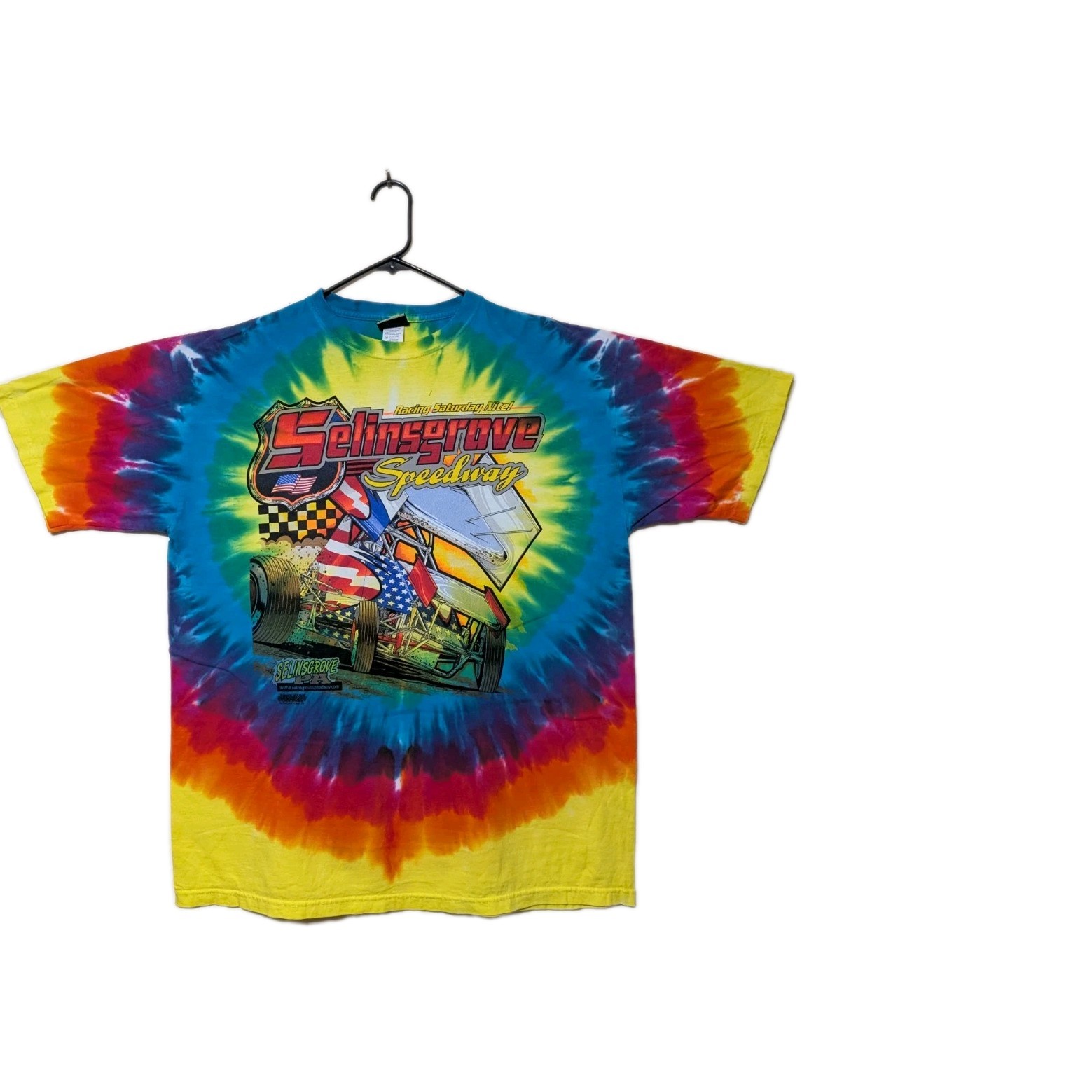 Liquid Blue Mens T-shirt Tie-dye 40th Anniversary Sprint Car CT AOP XL #4853