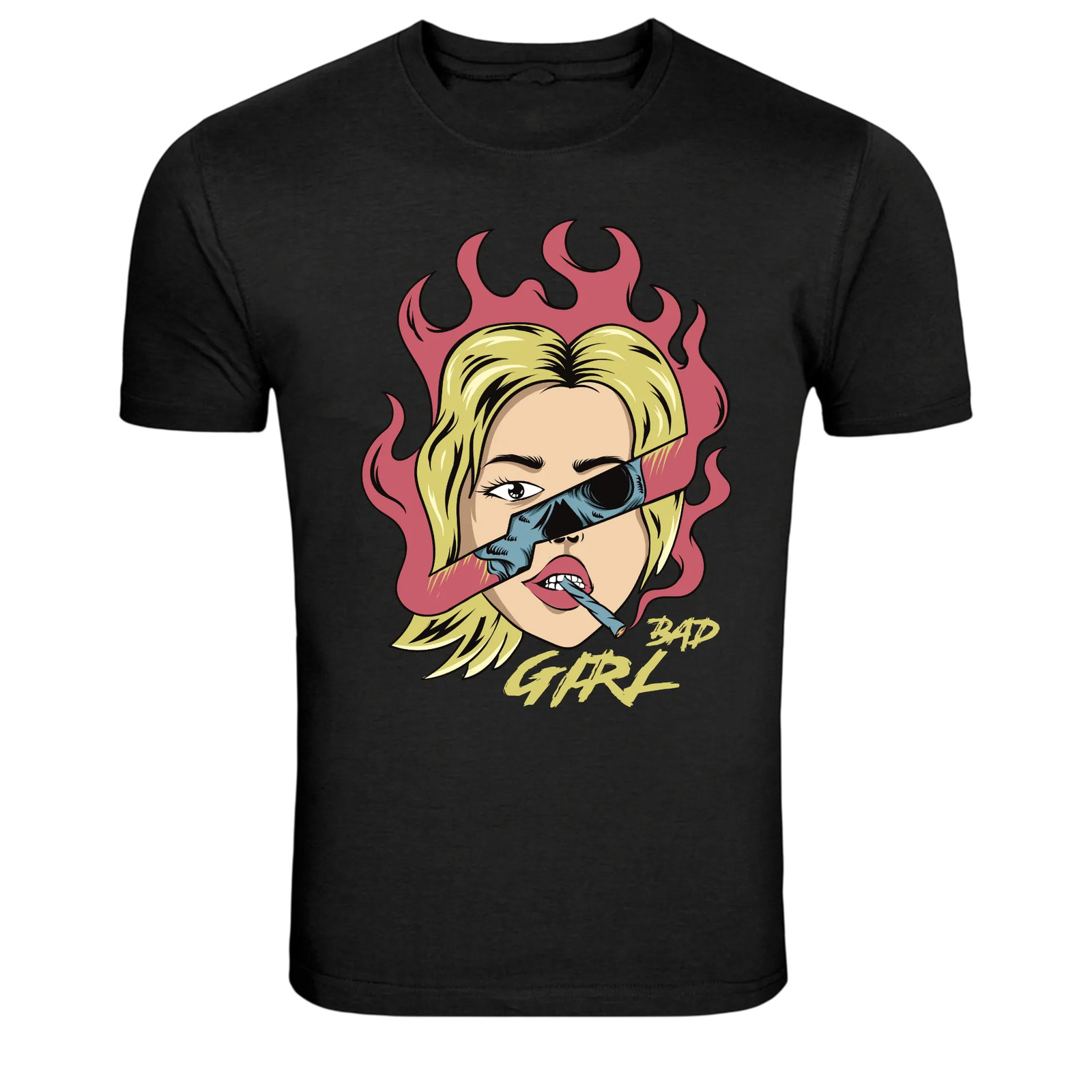 Bad Girl Pop Art Smoking Graphic T-Shirt