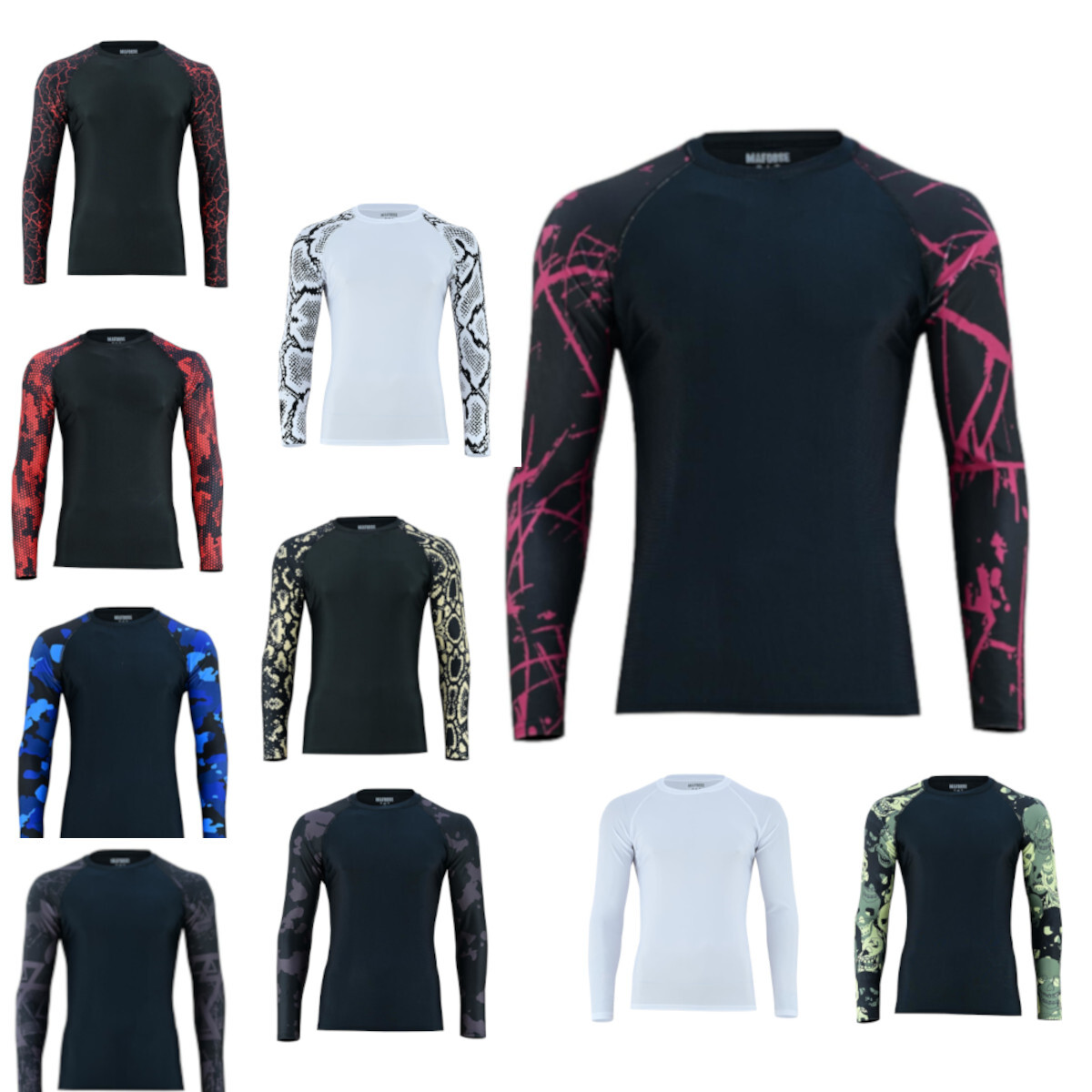 Compression Long Sleeve Shirts Rash Guard Athletic T-Shirt for Sports
