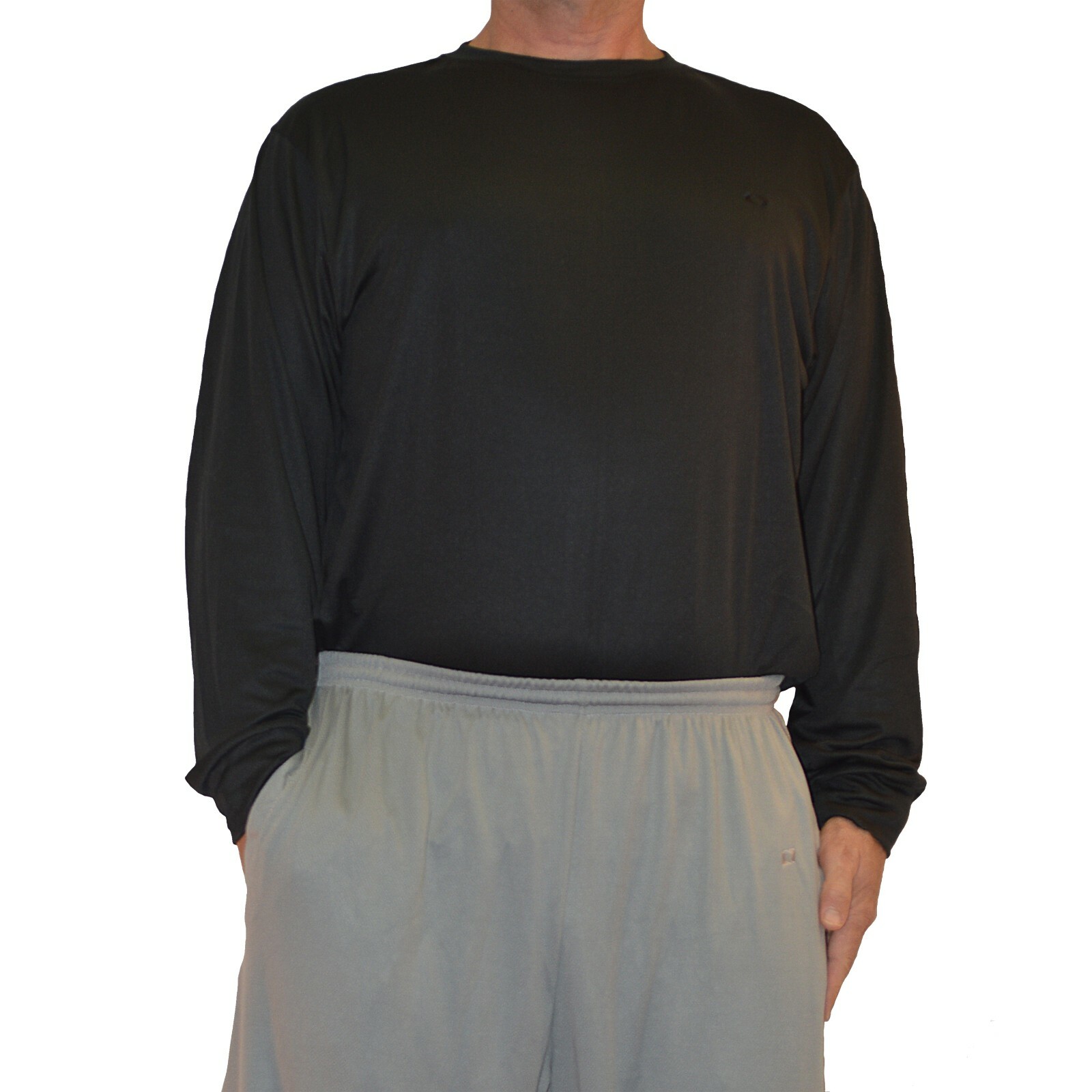 Big and Tall Dri-Wize Birdseye Mesh Activewear Crewneck Long Sleeve Shirt