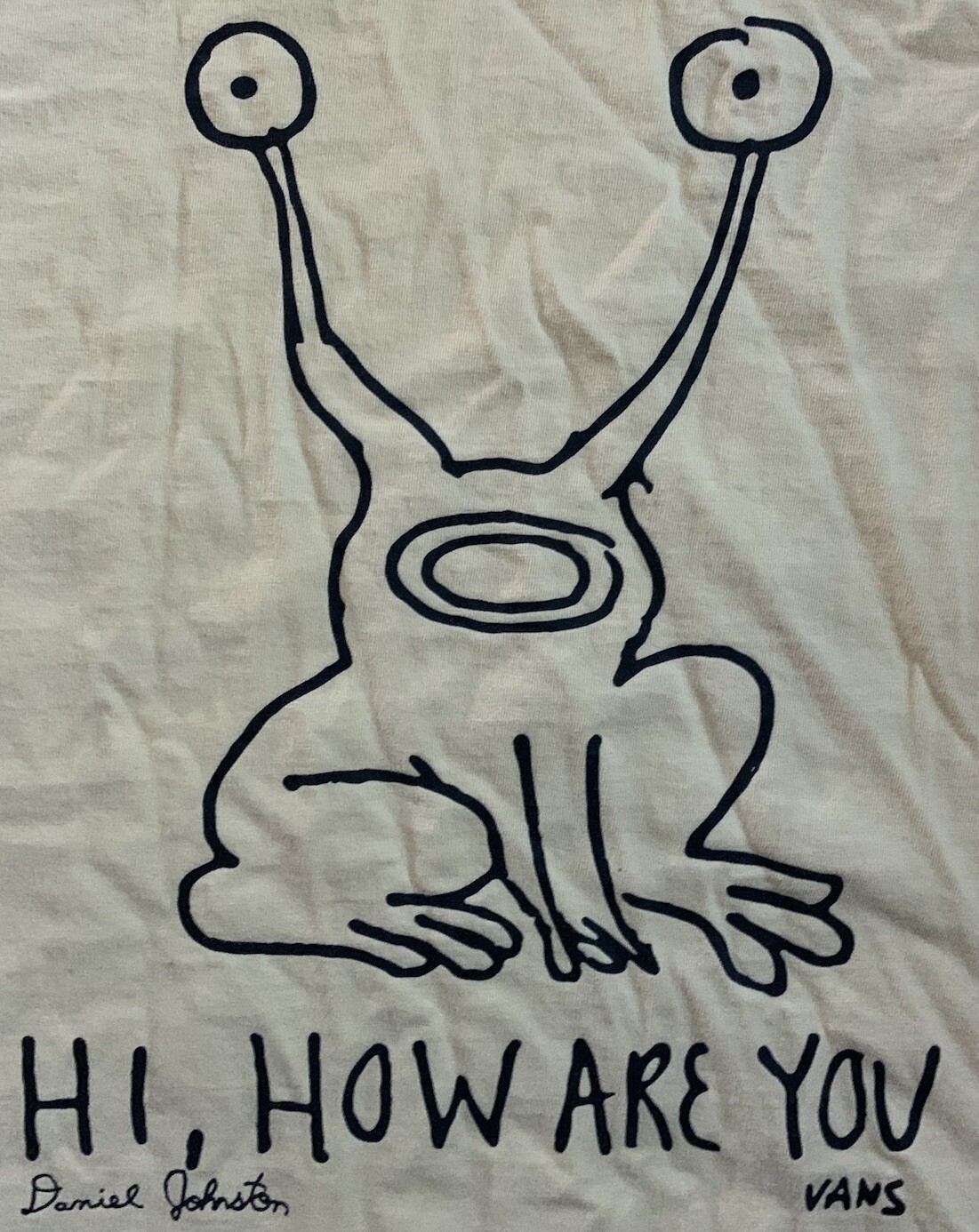 Daniel Johnston Vans Long Sleeve ‘Hi, How Are You’ Shirt, Yellow, Men’s XL