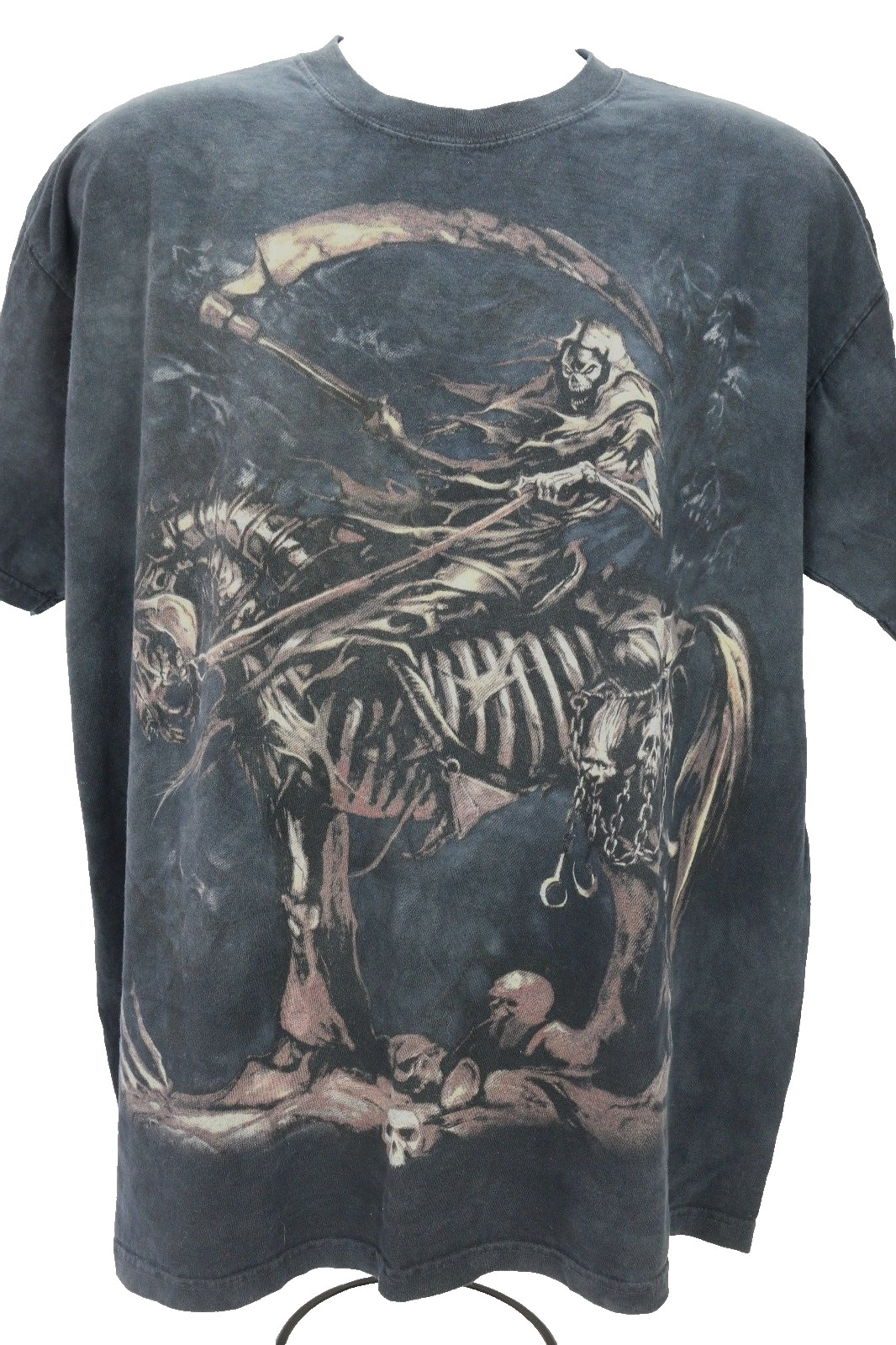 Vtg Skulbone T-Shirt Mens XL Black Horse Mounted Skull Reaper Rock Metal Biker