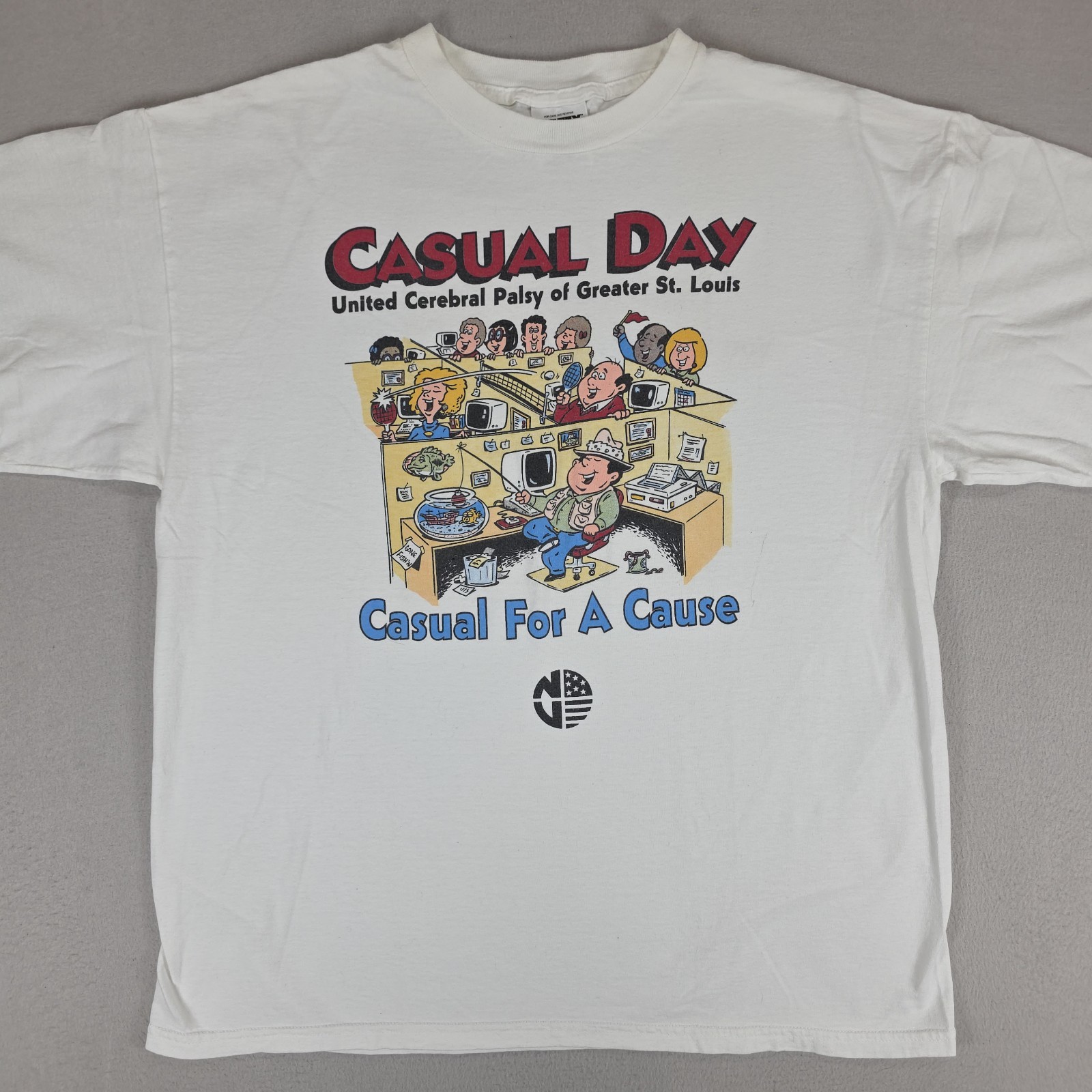 Vintage United Cerebral Palsy Casual Day Shirt Mens XL White St. Louis Cartoon