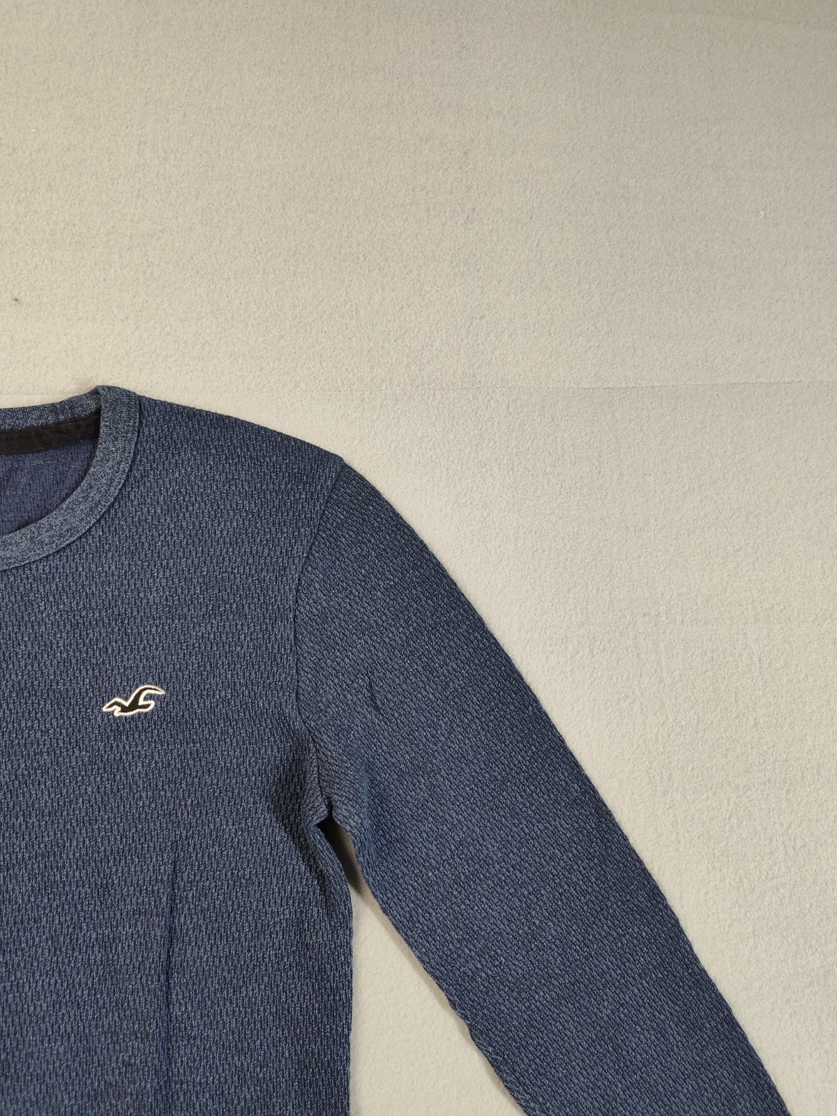 Hollister Men Shirt 2XS Navy Blue Crew Neck Long Sleeve Logo Casual
