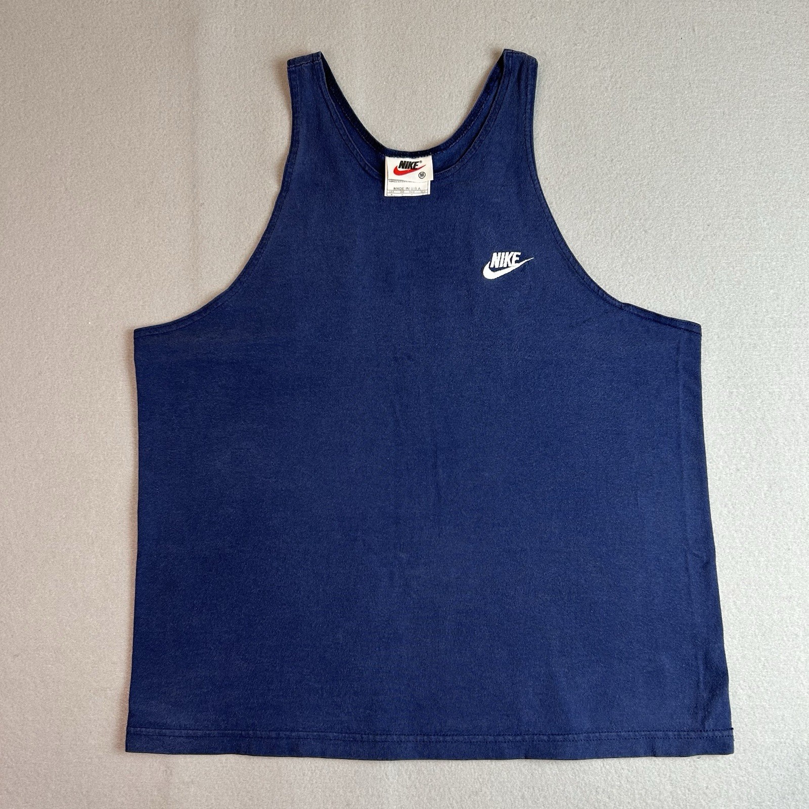 Vintage 80s 90s Nike White Tag Muscle Tank Stringer Mens M Gym Made USA Cotton