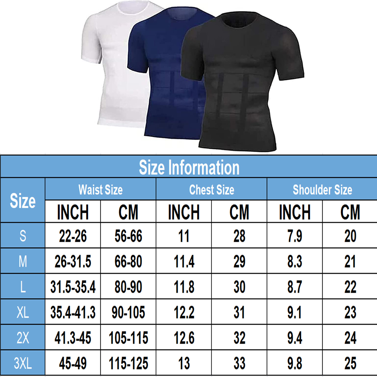 SecondSkin Men’s Shaper Cooling T-Shirt Compression Shirt Slimming Shapewear US