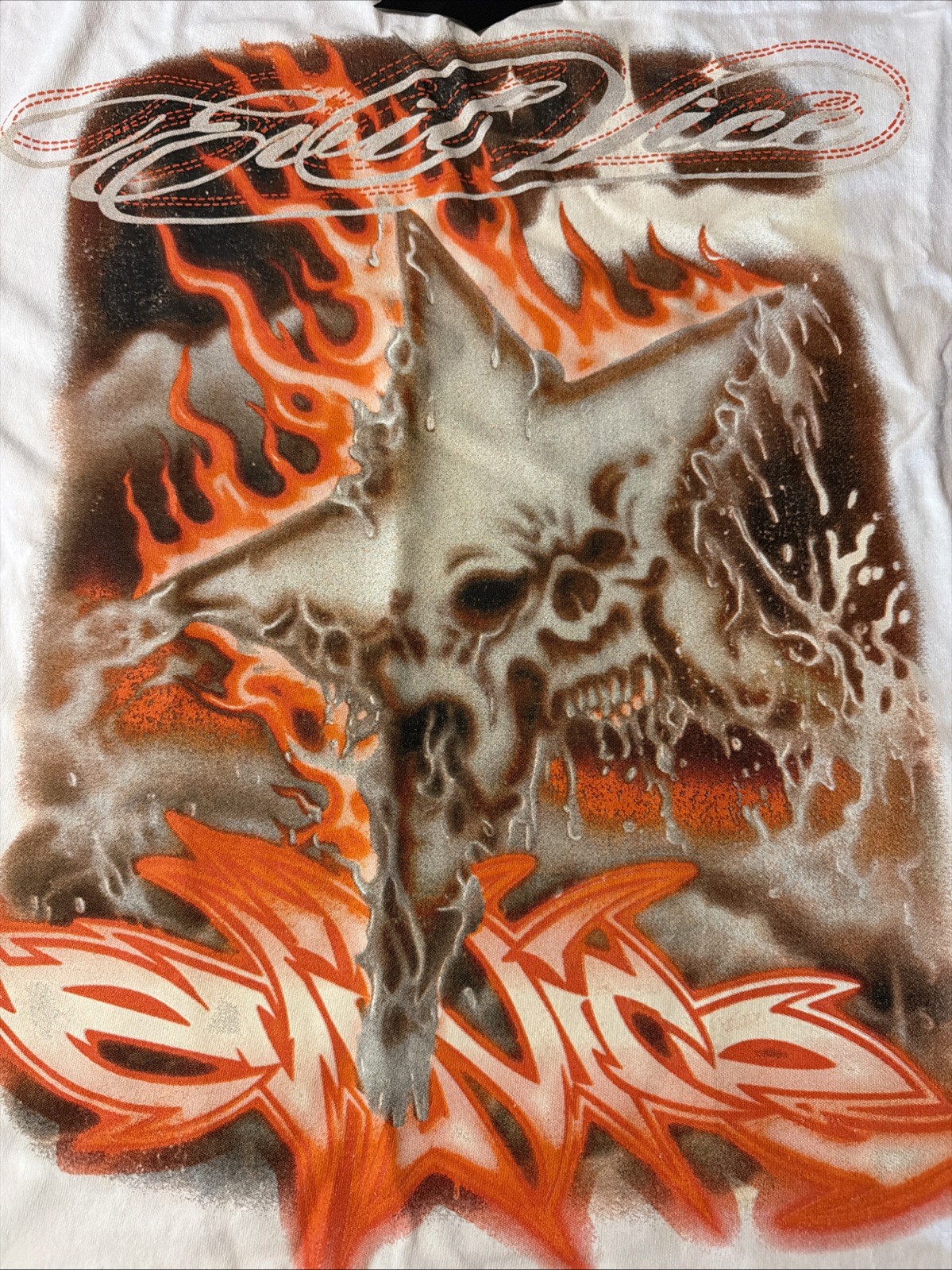 Size Medium Evil Vice Fire Star Skull T-shirt