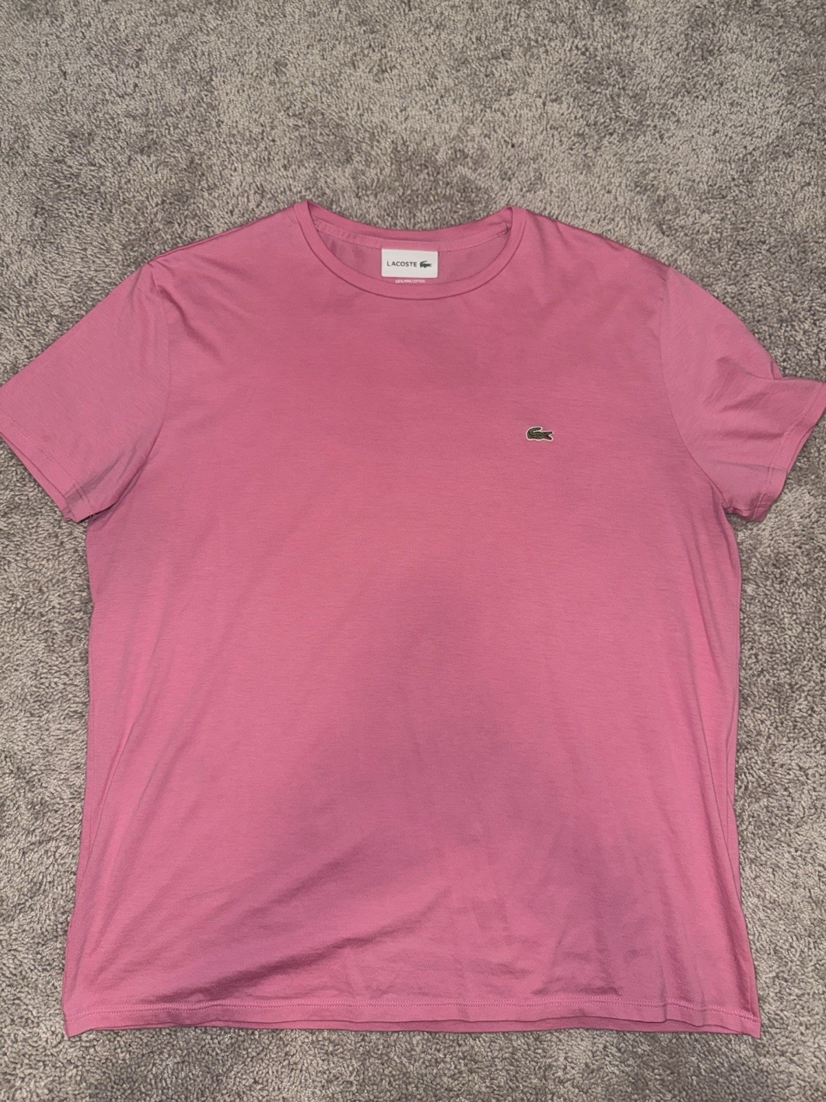 Lacoste Men’s 100% Pima Cotton T-Shirt Crew Neck XL Pink
