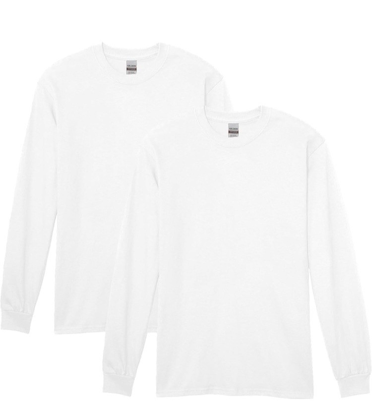 GD180 Gildan G540 Mens Long Sleeve Heavy Cotton Crew Neck 2 Pack TShirt XL C1085