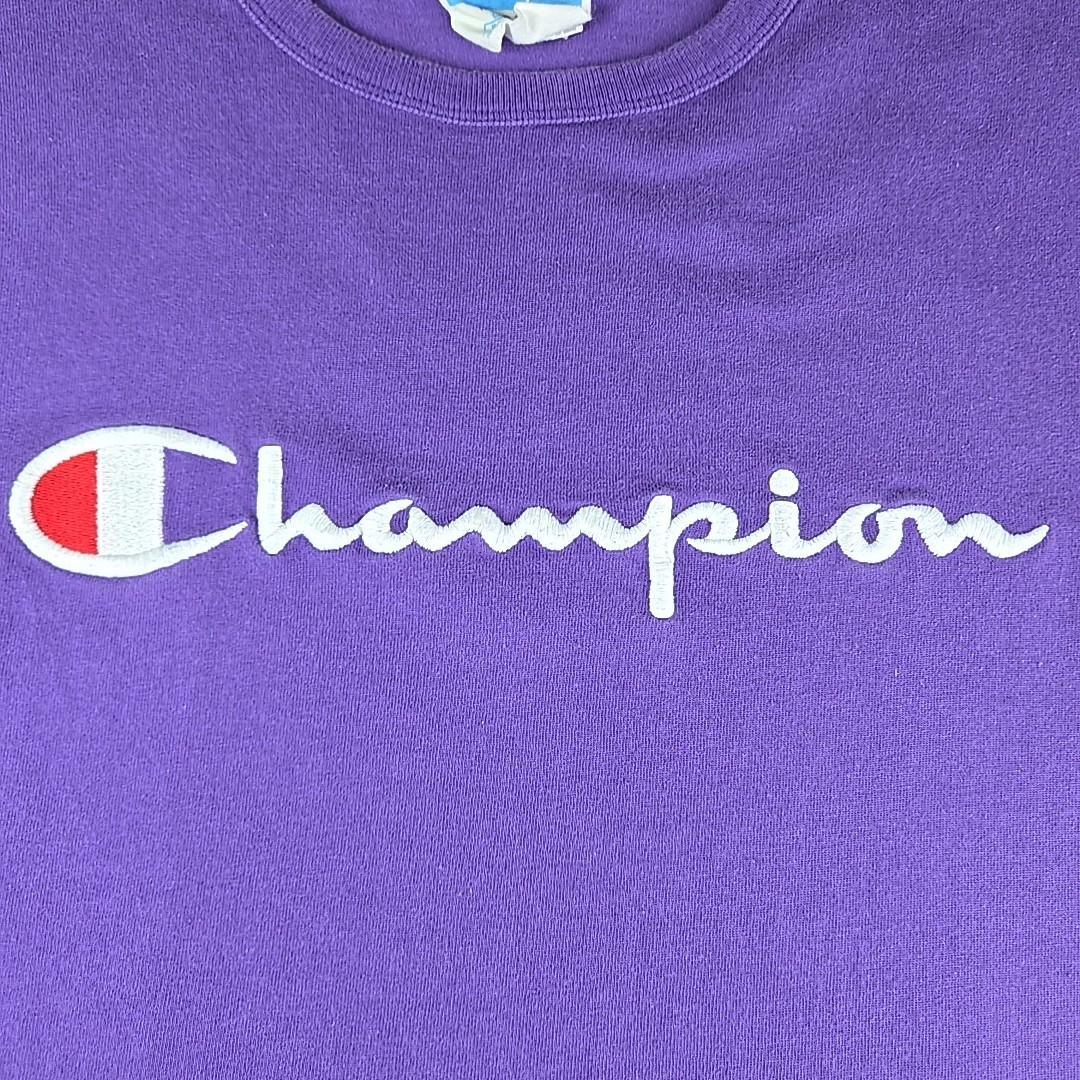 Champion Embroidered Logo T-Shirt Men’s Size Medium Purple Classic Sportswear