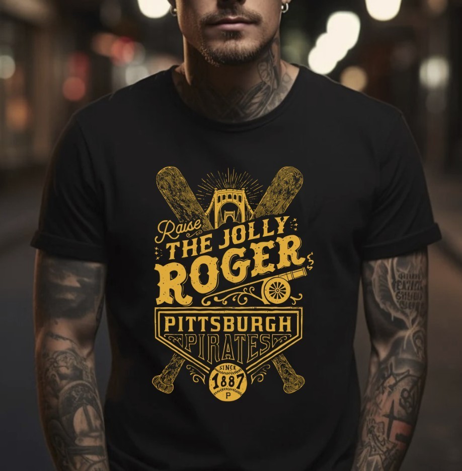 Pittsburgh Pirates Raise The Jolly Roger Black T-Shirt, S-5XL