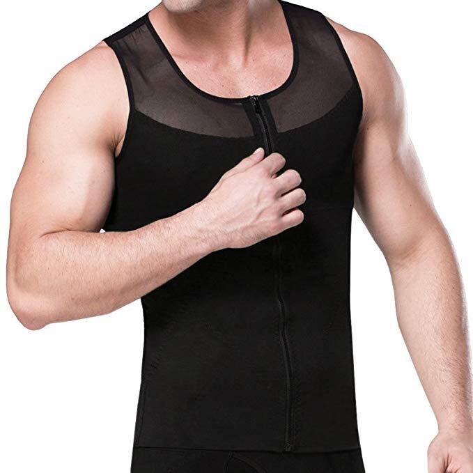 Men Compression Vest Post-Surgical Gynecomastia Shirt Body Shaper Tummy Control
