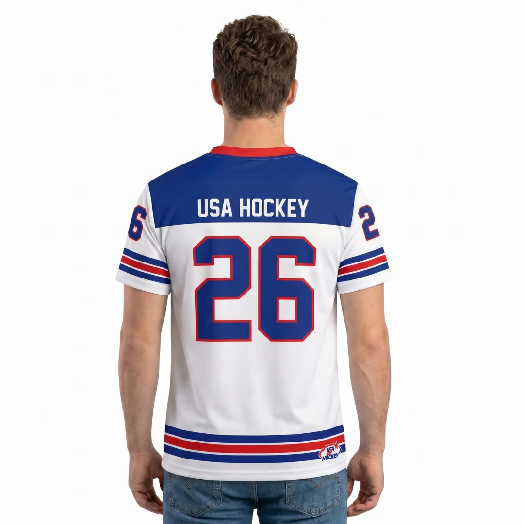 USA Hockey Officially Licensed 2026 Jersey Replica White T-shirt