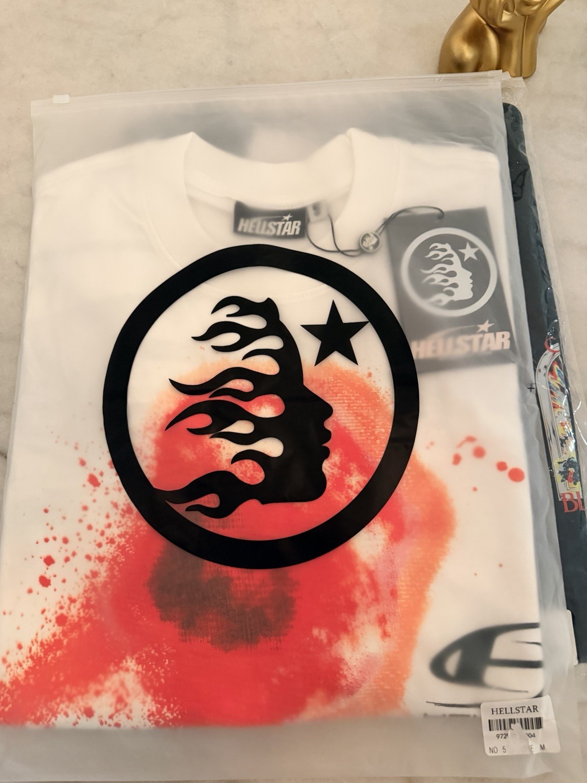 Hellstar White Logo Graphic Print Crew Neck Short Sleeve T-Shirt Men’s M/L