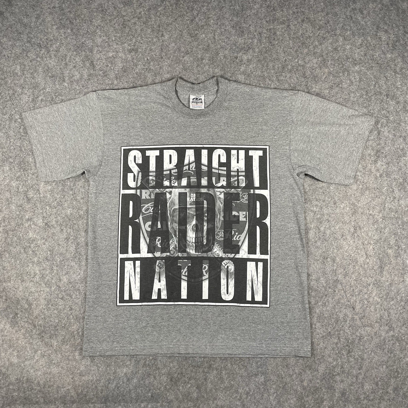 VTG Straight Outta Raider Nation T-shirt Mens XL Oakland Football Skull Street