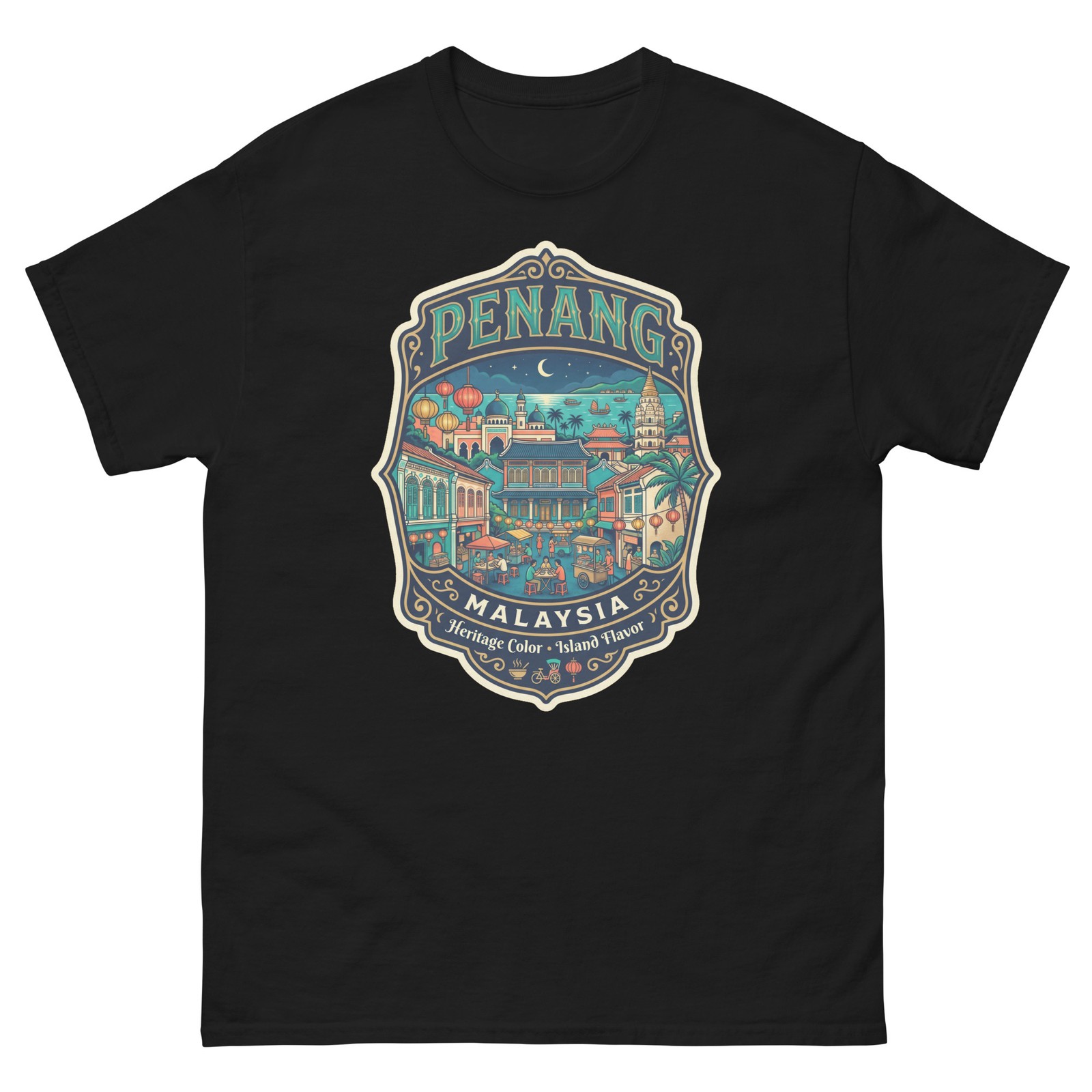 Penang Malaysia Heritage Graphic T-Shirt Unisex Travel Tee