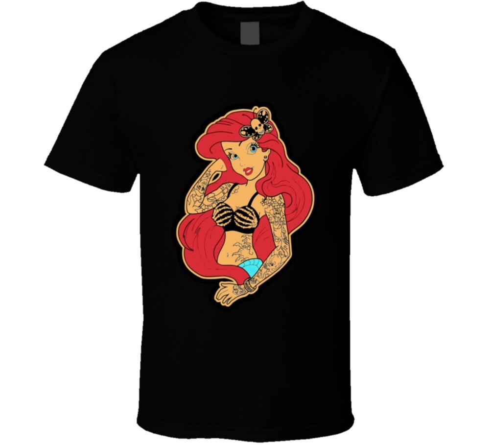 Ariel ;Little Mermaid Tatted up Bad girl Cool Fan T shirt