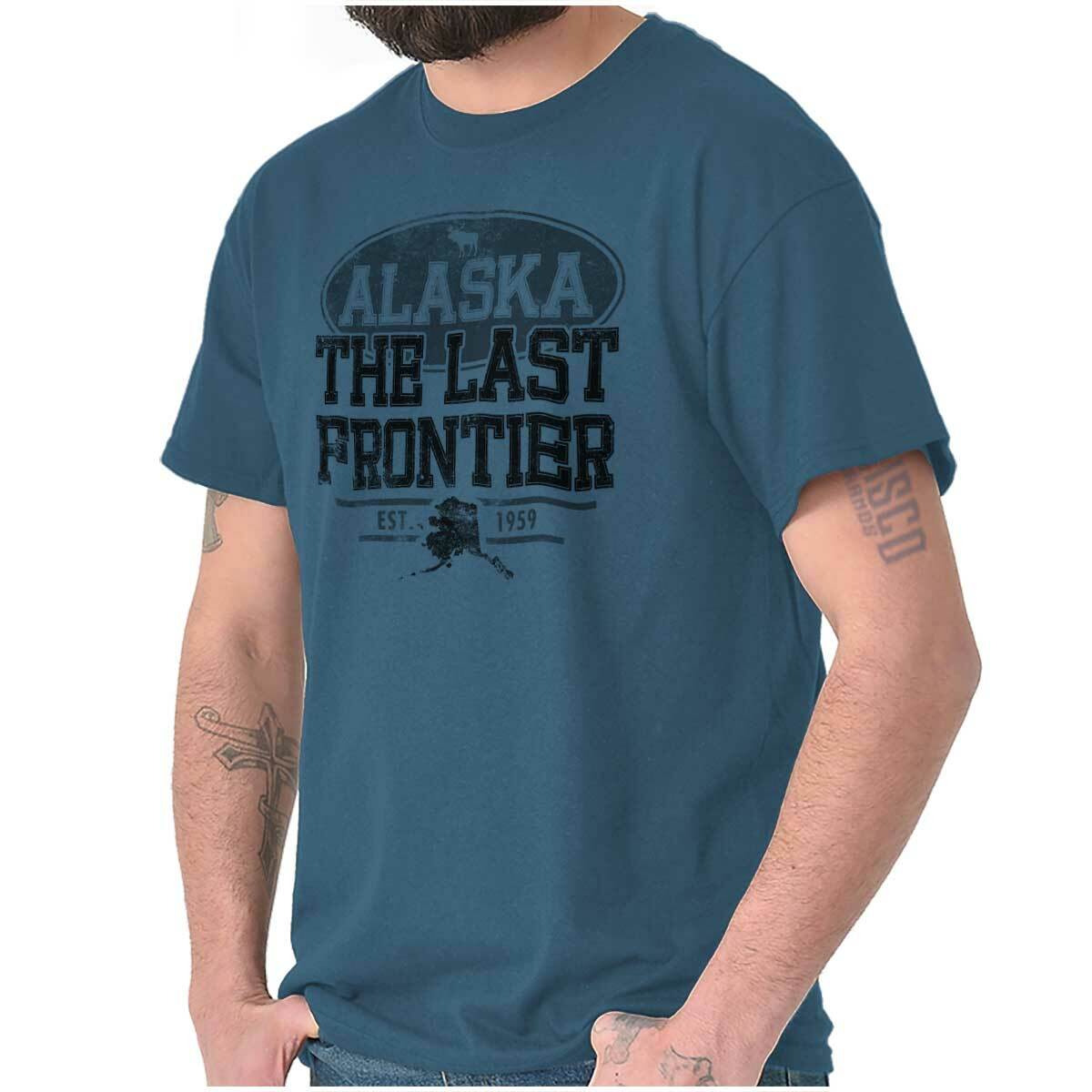 Alaska Last Frontier Hometown Travel Gift AK Womens or Mens Crewneck T Shirt Tee