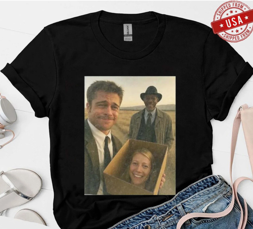 Se7en Meme T-Shirt, What’s In The Box Selfie 90s Film Tee, Multicolor Shirt