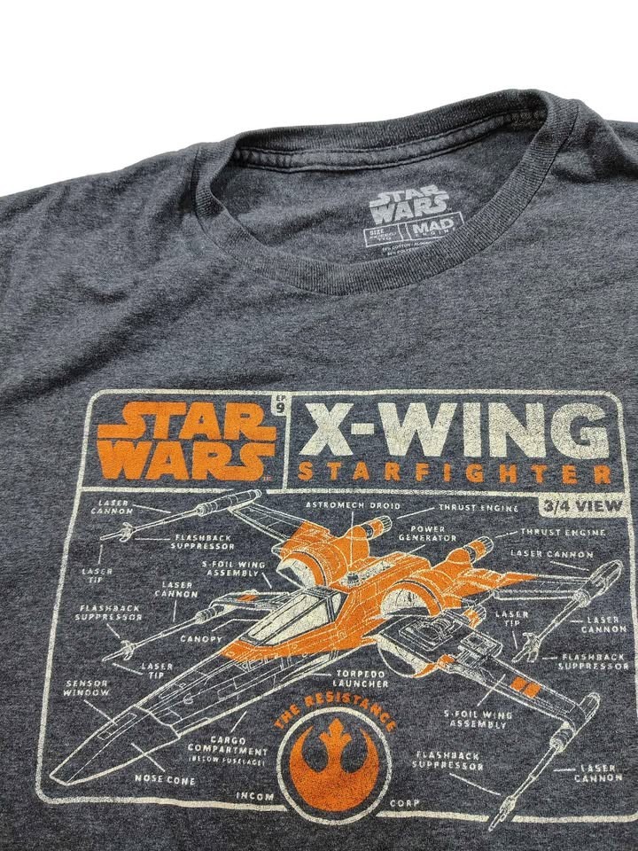 Men’s Gray Size 2XL Star Wars Mad Engine X-Wing Starfighter Graphic T-Shirt