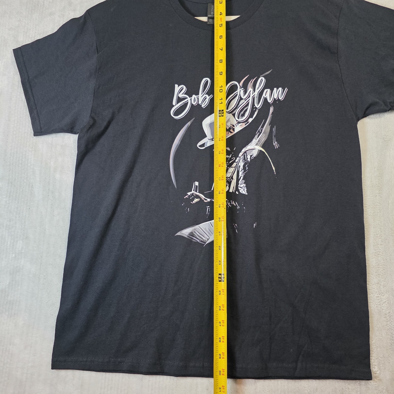 Bob Dylan Playing Guitar Large Black Shirt 21″ W X 29″ L