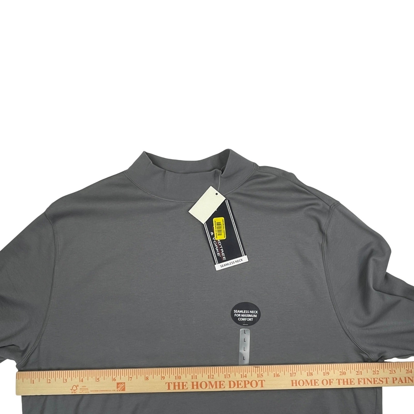 Roundtree & Yorke Mens Large Gray Seamless Mock Neck Long Sleeve Shirt NWT