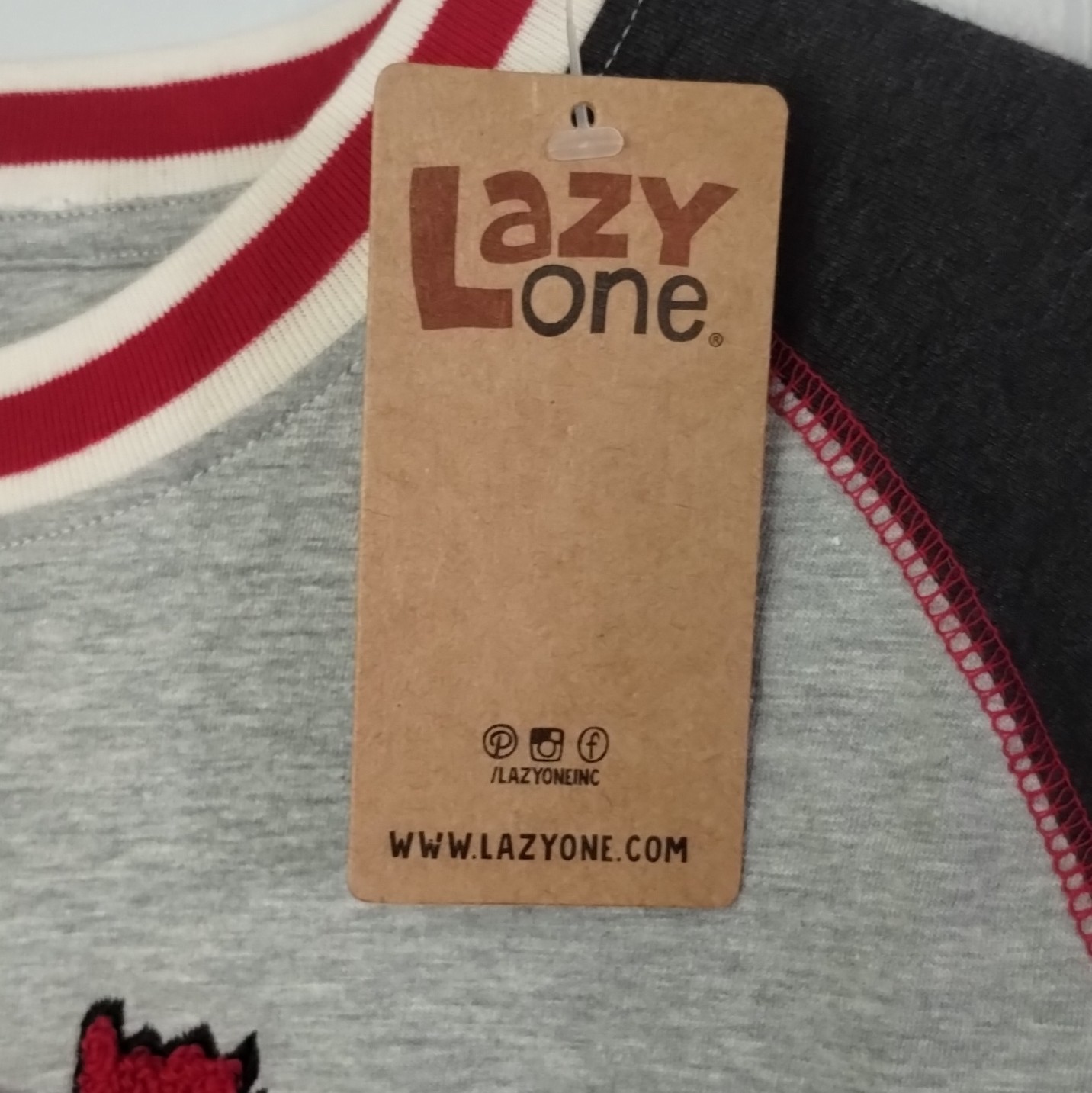 Lazy One Men’s XL Gray/Black Raglan Long Sleeve Crew Neck Embroidered Moose Tee