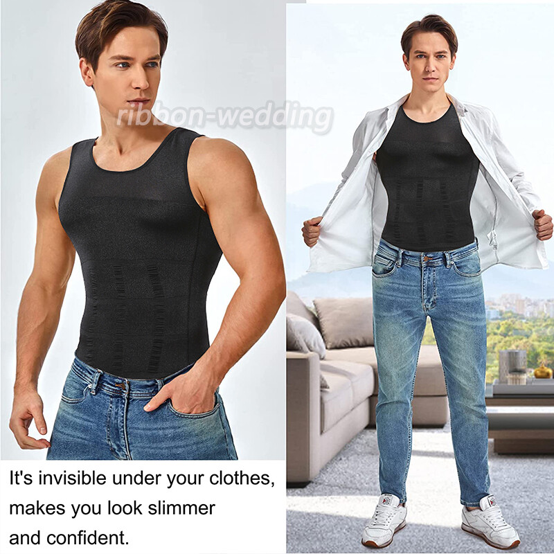 Gynecomastia Compression Shirts for Men White Tank Top Fajas Hombres Body Shaper