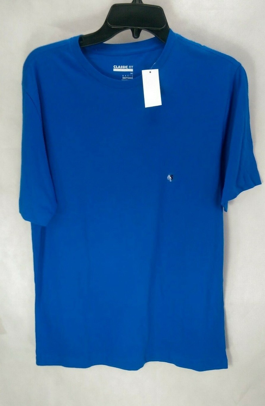 Mens Blue Shirt Classic Fit Size S Basic Editions