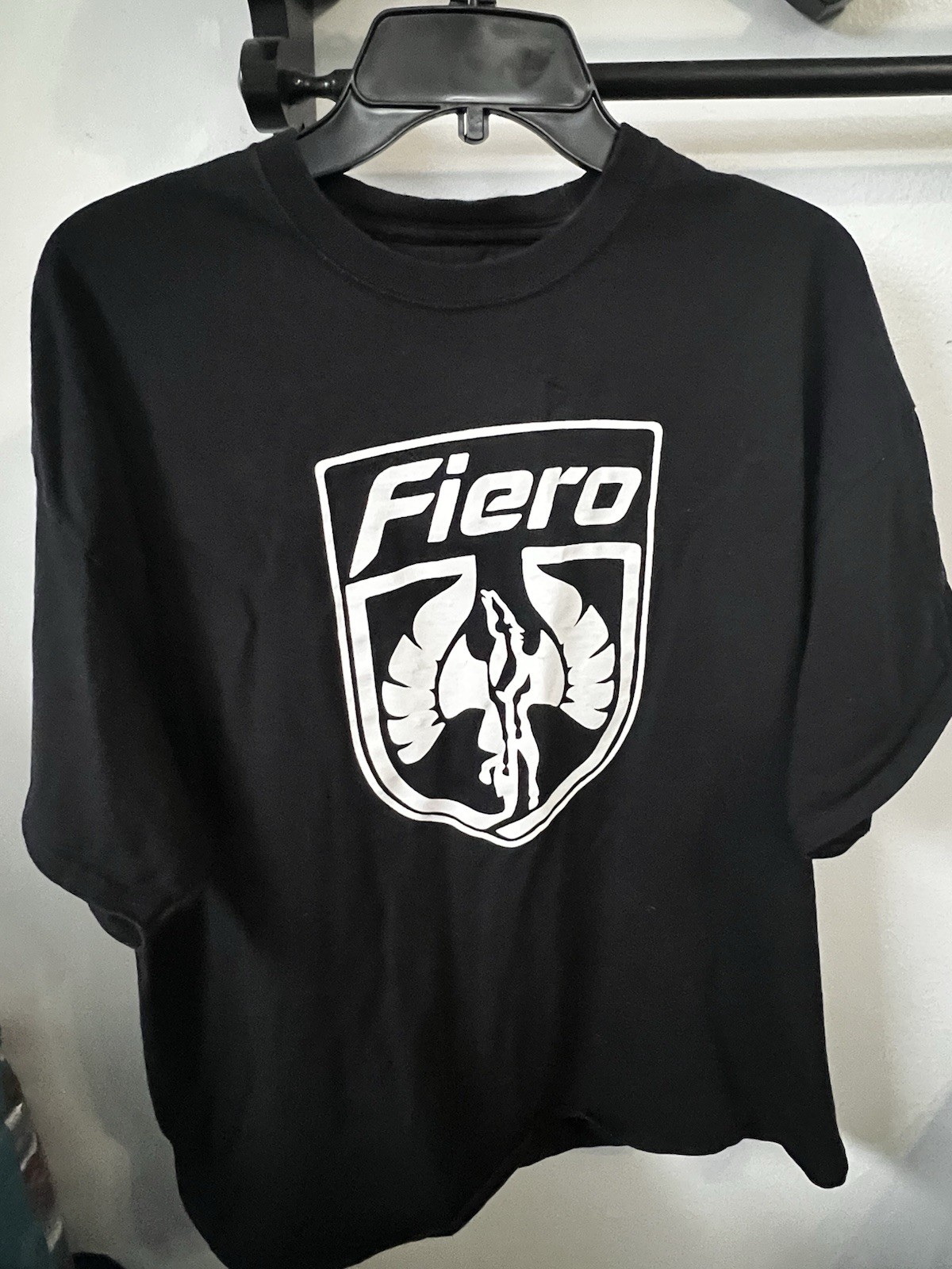 PONTIAC FIERO EMBLEM 7.0″W x 10.0″H BLACK UNISEX T-SHIRT SIZE LARGE – No Tag