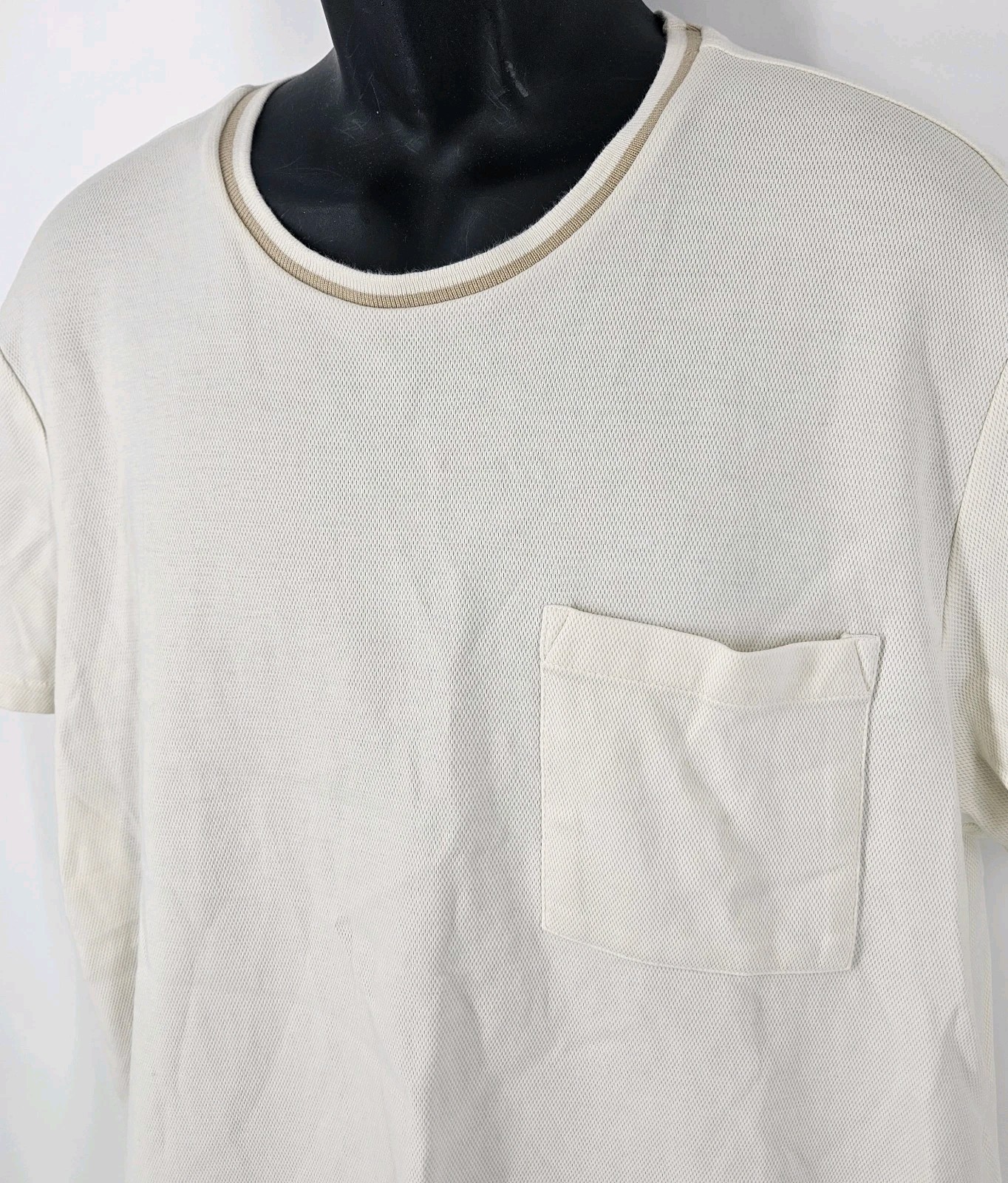 Ben Sherman Men’s Size XL Knit Pocket Shirt Oatmeal Crew Neck Short Sleeve