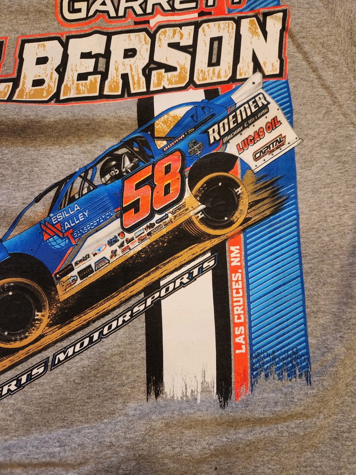 Garrett Alberson #58 Dirt Late Model 2024 Gray Shirt For Men Size M