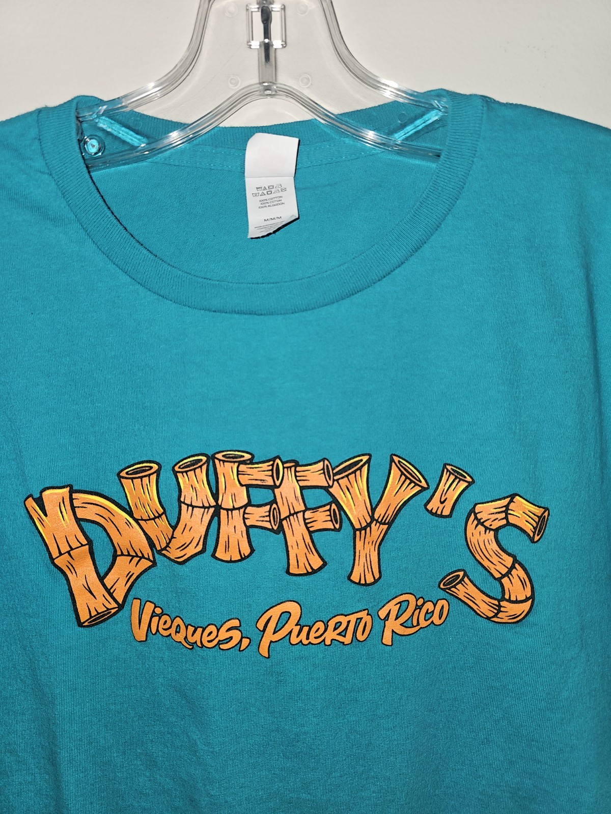 Duffys Vieques Puerto Rico Medium Mens Blue Double-sided Graphic Logo Tshirt